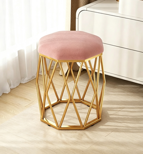 Taburete Moderno de Metal para Vestidor, Asiento Tapizado, Silla de Manicura, Otomana para Dormitorio o Sala de Estar - Product Image 5