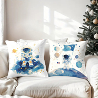 Ensemble de coussins modernes carrés tissés sur le thème de l'espace, avec des astronautes, des planètes et des fusées, pour la décoration de la chambre des enfants