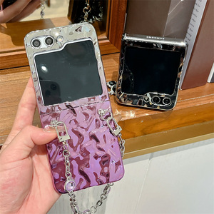 Samsung Galaxy Z Flip 6 için kadın elektroliz su oluklu katlanır ekran telefon kılıfı koruyucu kapak vida bilezik - Product Image 5