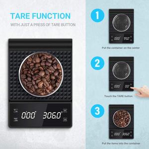 Balance électronique de <span class=keywords><strong>cuisine</strong></span> numérique 3kg/0.1g Balance à café de haute précision Portable avec minuterie nourriture expresso en poudre - Product Image 4