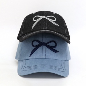 Casquettes de baseball décontractées en jean délavé vintage à 6 panneaux avec logo brodé personnalisé pour <span class=keywords><strong>femme</strong></span> – Vente en gros à prix réduit - Product Image 4
