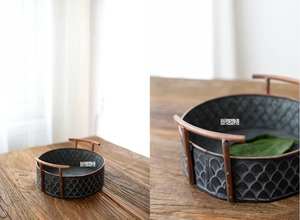 Panier de réception fait vieux artisanat double oreilles fer art seau fruits dessert pain panier plaque métallique - Product Image 2