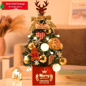 Pohon Natal Artifisial Mini Ramah Lingkungan dari PVC Pinus 45cm/60cm 5 Lampu LED Putih Hangat dengan Kabel Dekorasi Pita untuk Penggunaan Dalam Ruangan Gantung - Product Image 5