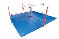 Barre de gymnastique multifonctionnelle Polaris Quad avec rails en acier à haute teneur en carbone 6 Carboflex, tapis de 4 pouces d'épaisseur et option de logo personnalisé
