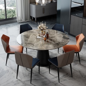 Usine pivotante nordique 12mm <span class=keywords><strong>Table</strong></span> basse <span class=keywords><strong>Table</strong></span> à manger ronde extensible de luxe <span class=keywords><strong>Table</strong></span> à manger ronde en céramique avec centre rotatif - Product Image 5