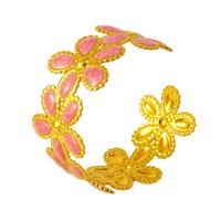 Nouveau bracelet en acier inoxydable émaillé, polyvalent pour le quotidien, avec motifs floraux botaniques, ouverture en acier titane, ne se décolore pas