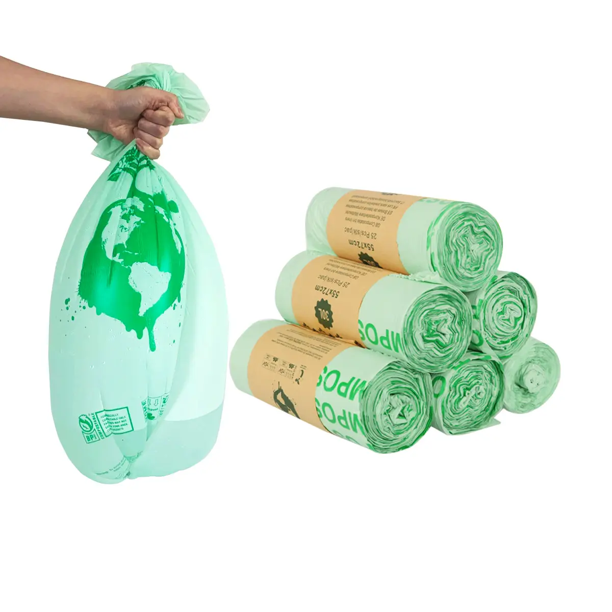 Компостируемые мешки для мусора, биоразлагаемые контейнеры для мусора, кукурузный крахмал, кухонные ароматизированные мешки для мусора с индивидуальным принтом, мешки для мусора