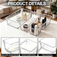 Lot de 13 organiseurs de tiroirs en plastique transparent réglables pour cuisine et salle de bain