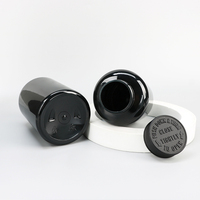 Bouteille ronde en PET noire de 250 cc, conteneur vide pour pilules avec bouchon résistant aux enfants pour liquides et autres médicaments - Marque QDR Modèle PET-R-150