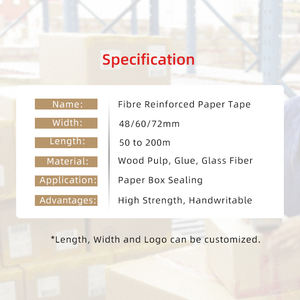 Fiber Reinforced Acrylic Single Sided Water Activated Tape <b>Strong</b> Stickiness for 65kg <b>Boxes</b> Easy Mark Packing Sealing Tape - Product Image 2