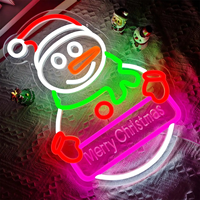 Panneau néon Père Noël Bonhomme de neige, Lampe LED murale à brancher sur prise secteur, Lampe néon en acrylique pour chambre, café, festival de Noël, décoration intérieure