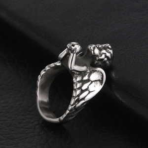 Men's <b>Titanium</b> Steel Angel <b>Ring</b> With Wings Geometric Design SA1093 Gift Jewelry - Product Image 2