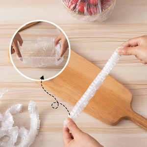 100 pièces/paquet couvercle alimentaire jetable enveloppe en plastique élastique couvercles alimentaires sac pour bols de fruits tasses anti-poussière cheveux bonnet de <span class=keywords><strong>douche</strong></span> - Product Image 3