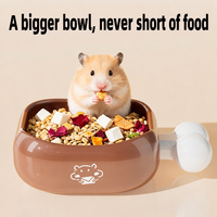 Set Mangkuk Makanan dan Tempat Bersembunyi Keramik untuk Hamster dengan Desain Kartun Pendingin Alami, Tahan Air & Tenang untuk Hamster, Gerbil, dan Hewan Peliharaan Kecil