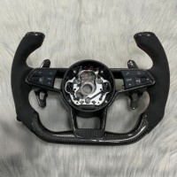 Volant en cuir fibre de carbone noir pour Audi B8 S3 S4 S5 RS3 RS4 RS5 B8.5 8P 8V B9 C7 A6 A7 RS6 RS7 A8 S6 S7
