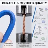 Cable de Red Cat5e UTP 24AWG Ethernet 305m 1000ft en Caja, Cable LAN de Cobre Desnudo para Red Gigabit, Hogar/Escuela, Azul Multifilar