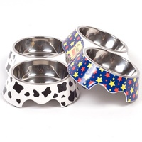 Animal Chien Accessoires Produit Luxe Mélamine Acier inoxydable Chien Chat Nourriture Eau Double bol Distributeurs pour chien
