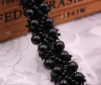 Ruban de dentelle tressé brodé de perles de haute qualité pour robe de mariée