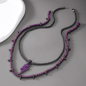 Collana Hip Hop a strati con ciondolo a forma di vento scuro in lega avanzata - Product Image 4