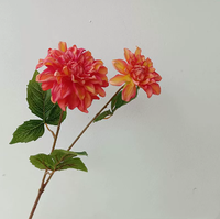 Vente en gros de fleurs de pivoine à 2 têtes, fleurs de dahlia en PU au toucher réel, fleurs de dahlia hydratantes pour la décoration de la maison et de mariage