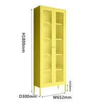 Bibliothèque en acier à double porte vitrée, sans formaldéhyde, minimaliste, sur pied, 5 étagères, pour salon et chambre à coucher