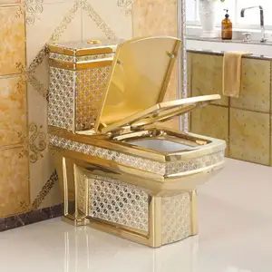 Gouden Toilet Sanitair Luxe Badkamer Commode Wc Porseleinen Keramische Gouden Draak Toiletpot Water Kast Toilet