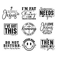 Autocollants en vinyle personnalisés en gros avec versets bibliques chrétiens de Jésus, imprimés UV, prêts à presser pour t-shirts et tasses