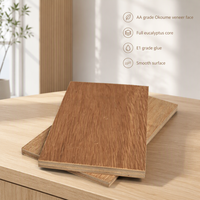 Contreplaqué Okoume 18 mm 4*8 pieds, surface en placage de bois naturel, moderne, résistant à l'humidité, pour construction intérieure, colle E1