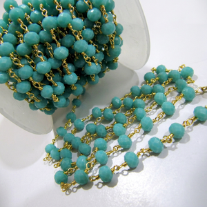 Chaîne de perles facettées en amazonite hydro quartz, taille 6 mm, perles de chaîne en hydro quartz - Product Image 1