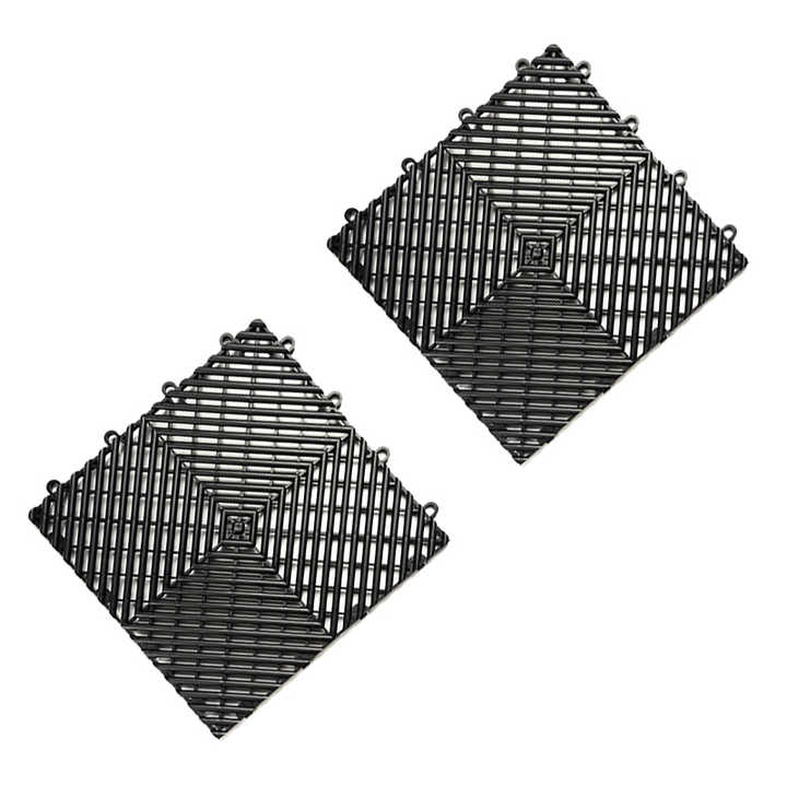 Big Floors RaceDeck Free-Flow Open Rib Self-Draining Design, Durable Copolymer Plastic Interlocking Modular Garage Flooring Tile (Beige, 48 Pack Of 12 X 12" Tiles