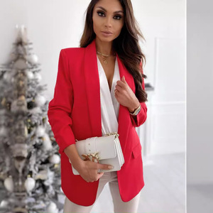 Chaqueta de Traje Elegante para Mujer, Estilo Personalizado o con Logotipo, Chaqueta <span class=keywords><strong>Blazer</strong></span> Informal Sólida para Oficina, Abrigo de Primavera y Otoño - Product Image 2