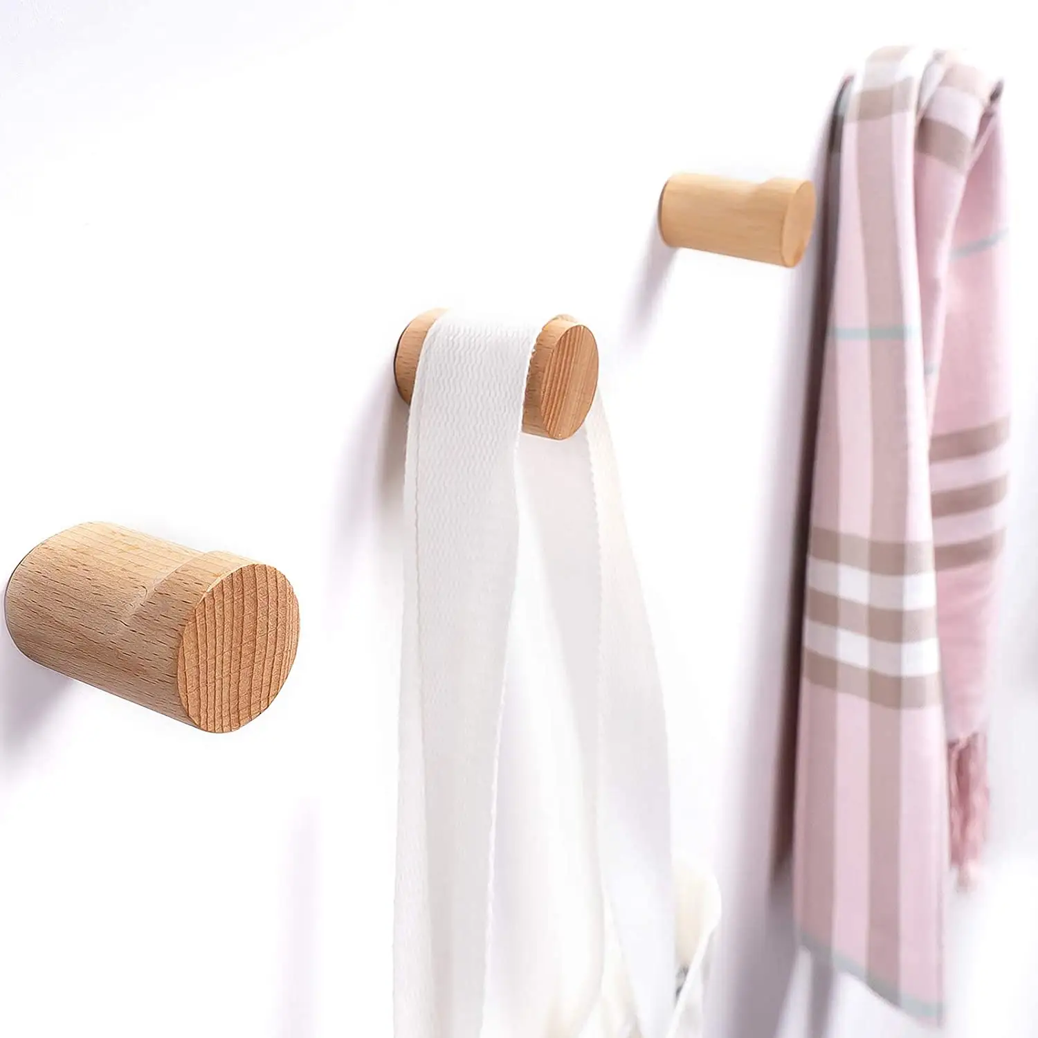 Fabrik preis 4 Stück Moderne Buche Echte natürliche Holzwand haken für Pflanz gefäße Handtuch hüte hängen