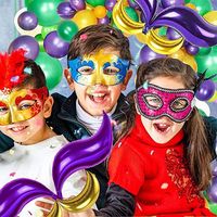 Mardi Gras Masquerade Party Decoración Fat Tuesday Tail Moon Star Foil Globos Mardi Gras Globos Guirnalda Decoraciones