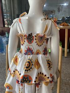 Robe d'été décontractée confortable pour filles, motif classique, blocs de couleurs <span class=keywords><strong>pastel</strong></span>, volants étagés, avec nœud papillon, pour tout-petits et enfants - Product Image 2