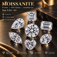Stock disponible Pierres de Moissanite en vrac Couleur D VVS1 Coupe excellente 0,3ct-2ct Moissanite Formes multiples Fabrication de bijoux Vente en gros
