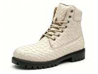 Cuir en gros pour bottes de travail montantes imperméables, style streetwear et randonnée, avec œillets dorés personnalisés, semelle crantée épaisse, unisexe