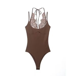 Ropa de Mujer, Primavera, Nueva Moda, Sexy, Versátil, Mono con Cuello Halter y Encaje con Parches - Product Image 2