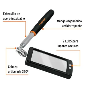 กล่องที่ 4 กระจกแบบยืดหดได้พร้อมไฟ LED, 5 x 8 ซม., TRUPER - Product Image 2