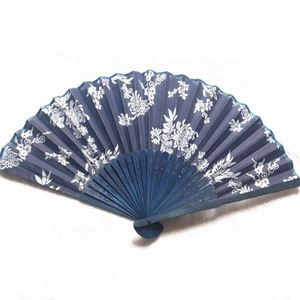 Éventail pliant 2025 en bambou, artisanat chinois en tissu, décorations florales imprimées, éventail pour femme - Product Image 2