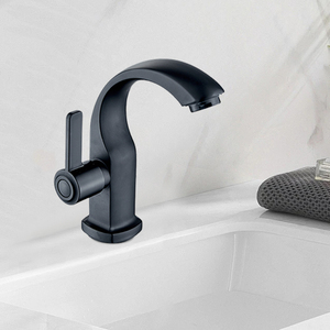 批发新产品当代设计单孔锌合金盥洗室单冷水龙头甲板安装陶瓷阀 - Product Image 1