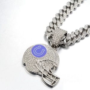 Collar con Colgante de los Indianapolis Colts, Directo de Fábrica, con Cristales de Zirconia, Cadena Cubana, Joyería Deportiva - Product Image 3