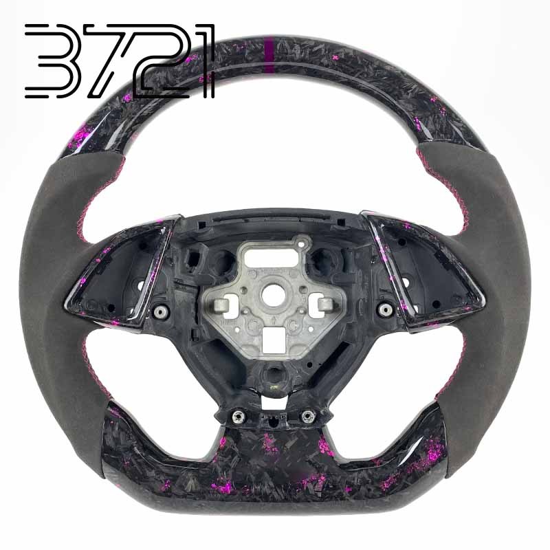 Fibre de carbone forgée violette + Cuir suédé