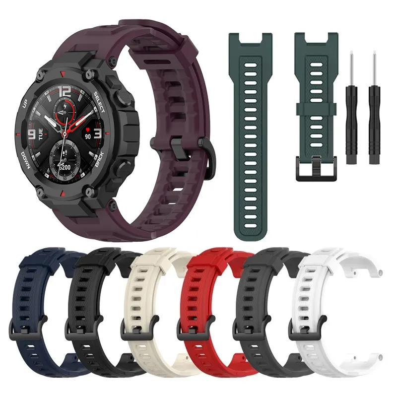 Adjustable Wristband Strap Replacement Watchband Bracelet With Tool For Amazfit T-Rex A1918 Silicone Watch Band