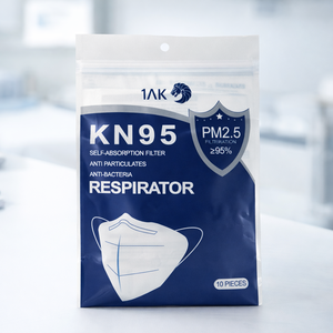 Sac d'emballage pour masque KN95 imprimé sur mesure, pochette refermable avec fermeture éclair et trou <span class=keywords><strong>de</strong></span> suspension, emballage anti-poussière pour masque médical - Product Image 1