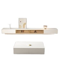 Meuble TV et Table Basse Modernes et Simples pour Salon, Meuble de Rangement Haut de Gamme au Design Léger et Luxueux, Meuble TV Suspendu