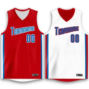 2023 OEMプレーン最新昇華熱伝達ロゴプラスサイズ服カスタムリバーシブルメンズTシャツバスケットボールスポーツジャージー