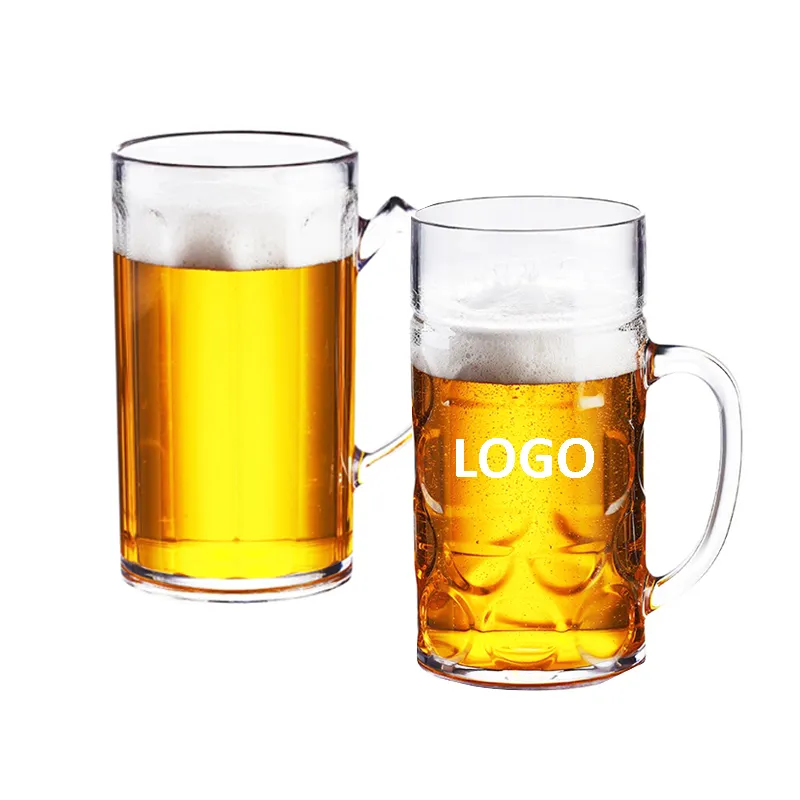 Customized Unbreakable Polycarbonate 500 ml 1000 ml 1 liter PC PS Acrylic Plastic Beer Glasses Mugs