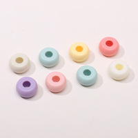 Perline distanziatrici piatte in acrilico a foro largo a forma di macaron, multicolore, sfuse, per braccialetti fai da te, catene per telefono, gioielli e artigianato
