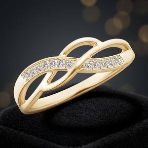 Anillo de Compromiso Moderno con Diamante Cultivado en Laboratorio, Diseño Infinito, con Detalles Pavé, Oro 10K 14K 18K, Plata 925 935, Regalo - Product Image 1
