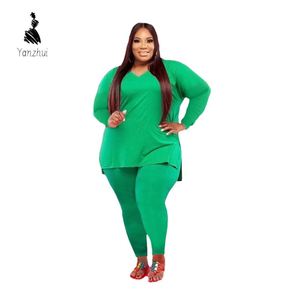 Yanzhui 2026 Nuevo Conjunto de Dos Piezas de Verano para <span class=keywords><strong>Mujer</strong></span>, Talla Grande, Color Sólido, Informal, Talla 5XL - Product Image 3